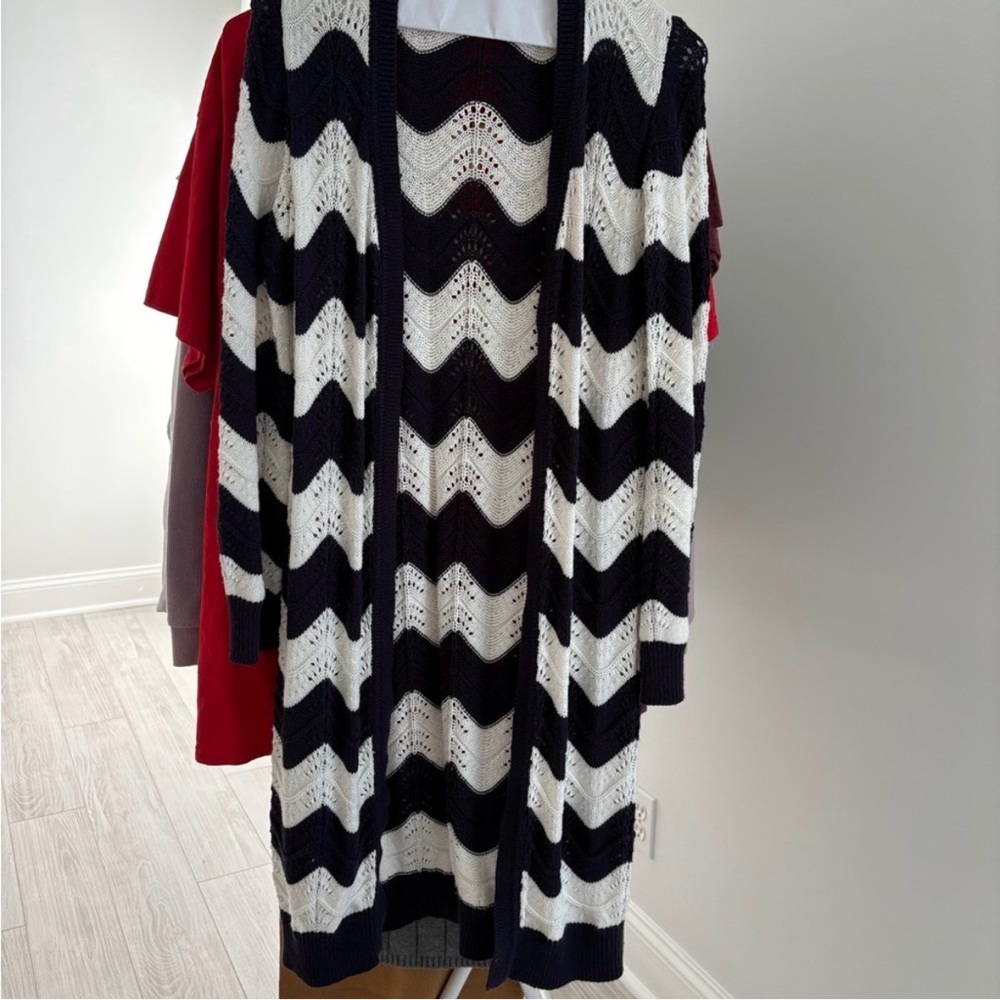 Verve Navy/White Knit long Cardigan